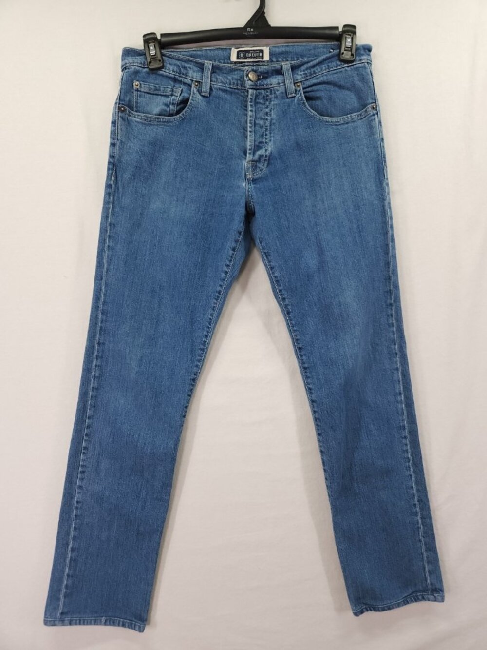 Breuer Men Size 31x29 Medium Wash Straight Leg Jeans Made in Italy Stretch Denim